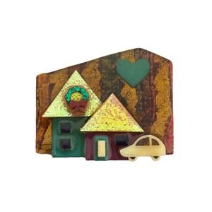 House Pins By Lucinda Glitter Roof Home Car Heart Christmas Wreath Brooch